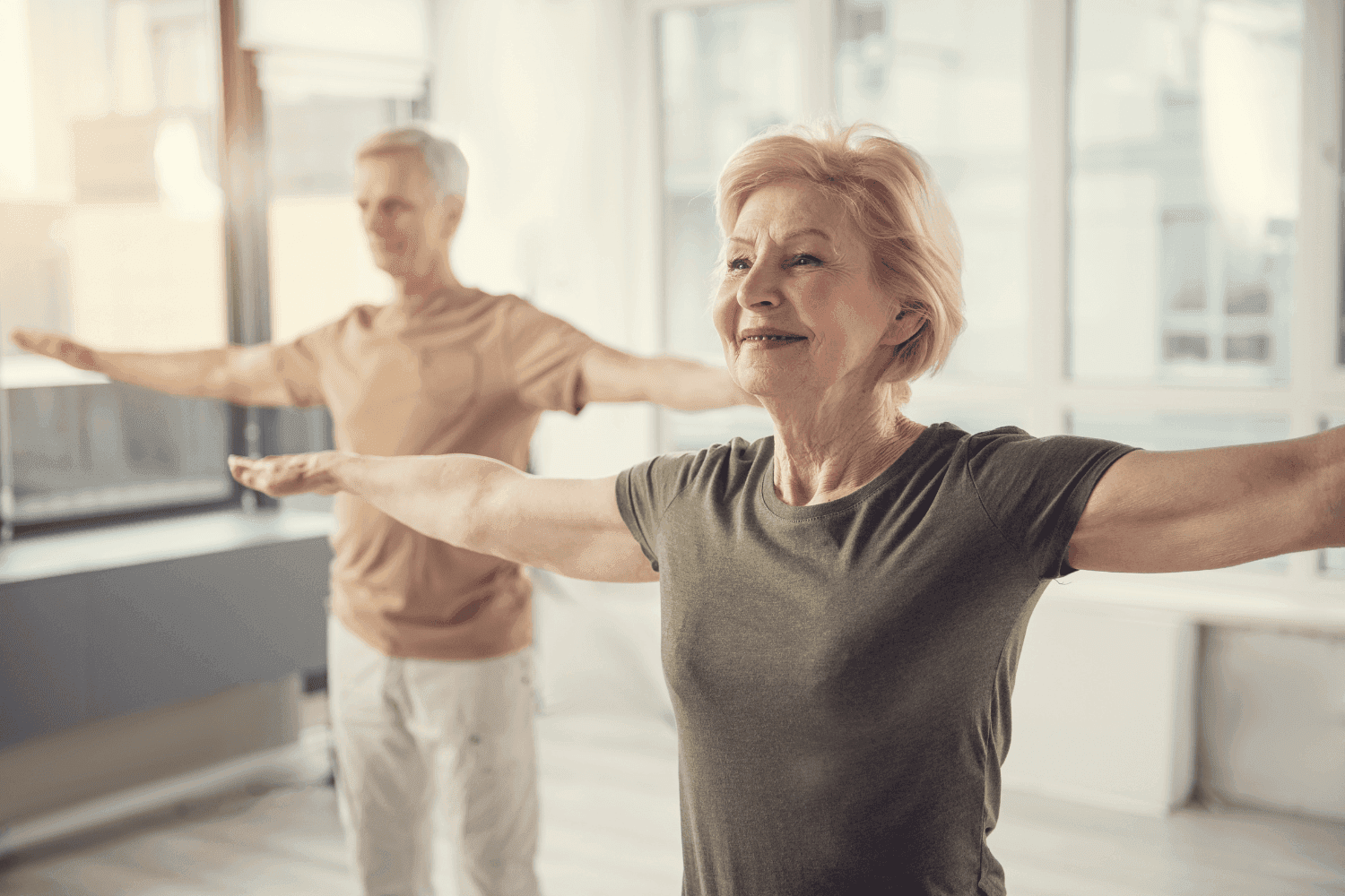 Elderly person doing yoga