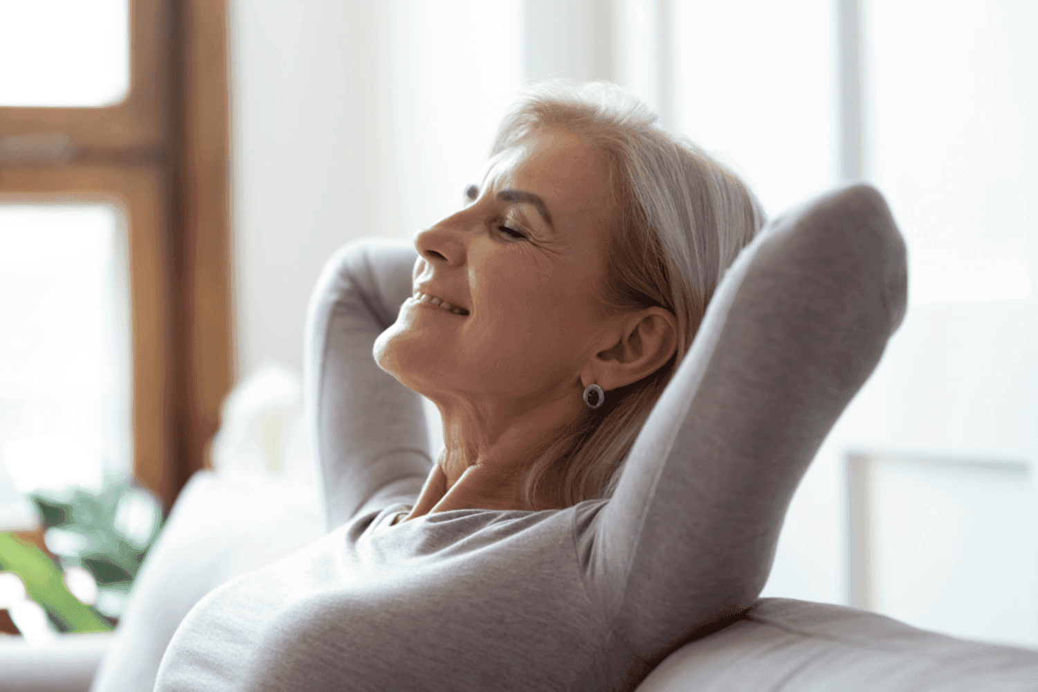 Woman sitting comfortably