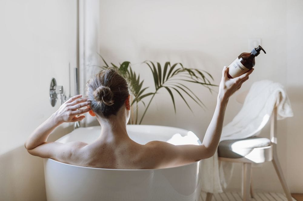Image of woman bathing/cleansing.