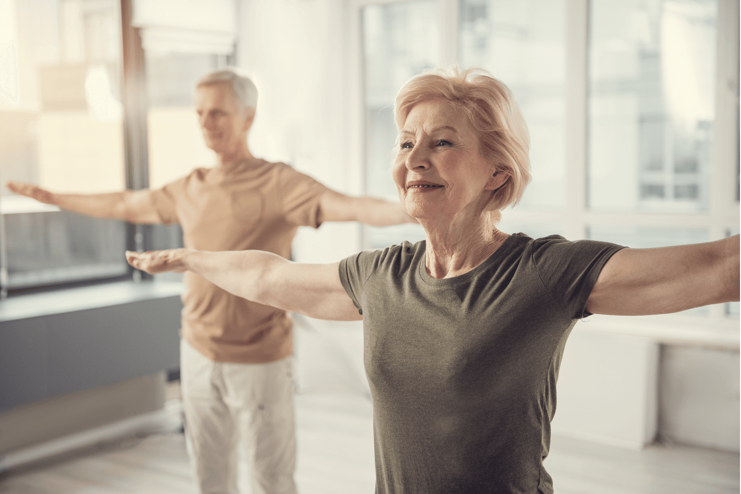 Two people having an aerobic workout