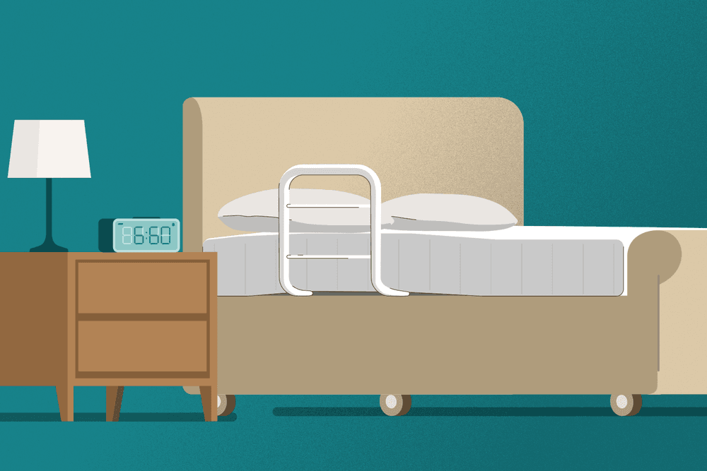 Illustration of a bed with a bed lever
